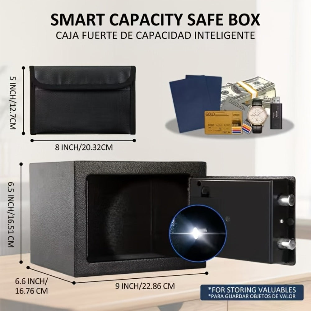 Fireproof Home Safe Box with Digital Keypad and Key Lock Heavy Duty Steel Security Safe for Money Documents Valuables Jewelry Passports 0.23 0.8 1.5 2.2 Cubic Feet Multiple Colors with Cash Bag