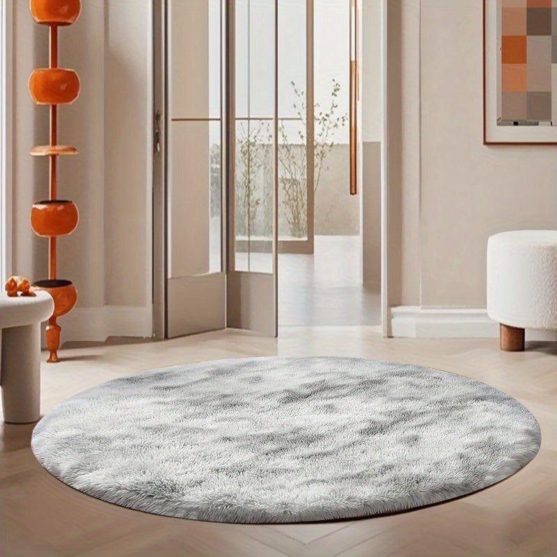 Round Faux Fur Area Rug - Soft Plush Circle Carpet for Living Room Bedroom, Machine Washable, Multiple Colors & Sizes