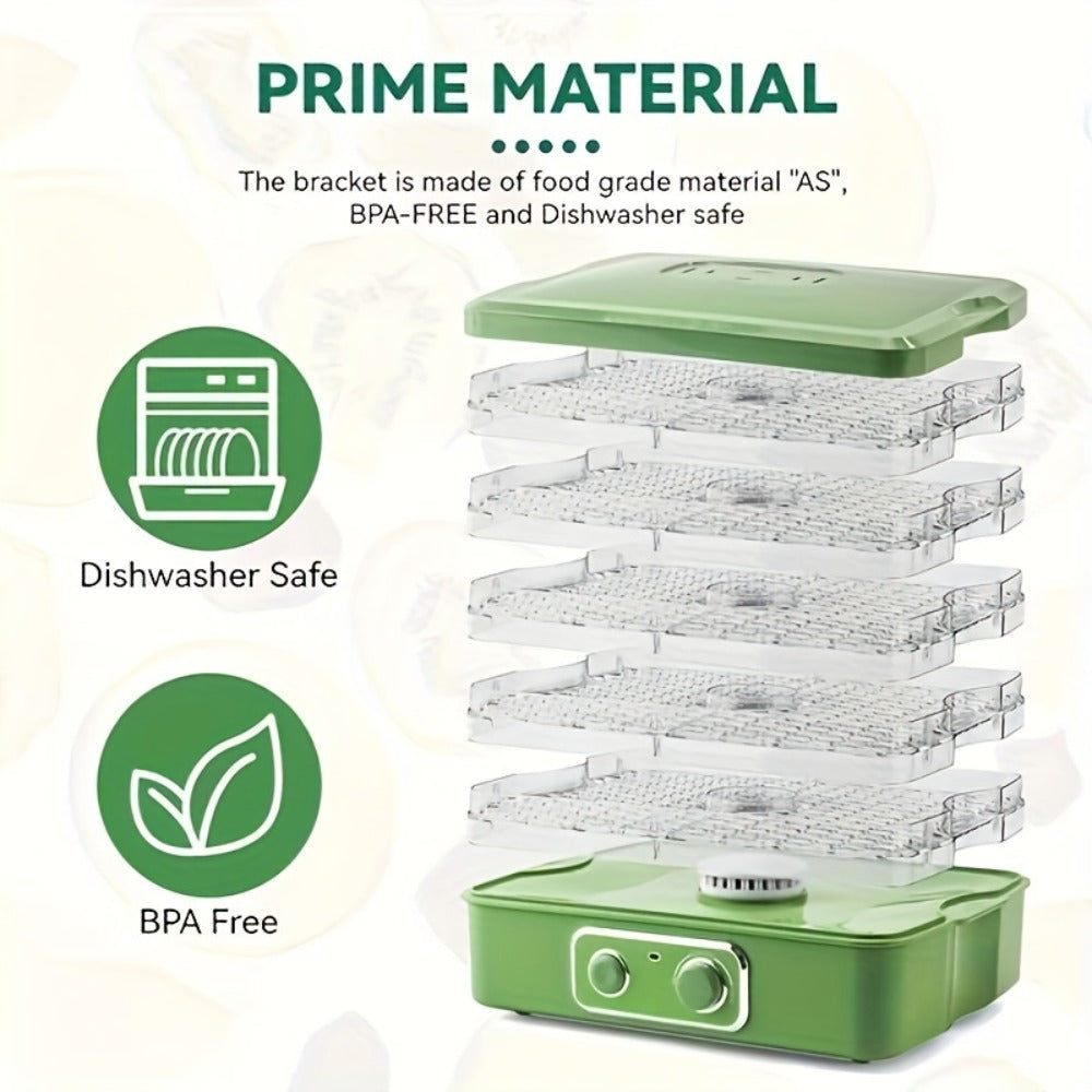Food Dehydrator Machine 5-Tray BPA-Free Stackable 240W Digital Temperature Control 95-158¡ãF Quiet 33dB Overheat Protection for Jerky Fruit Meat Veggies Herbs Snacks Home Use
