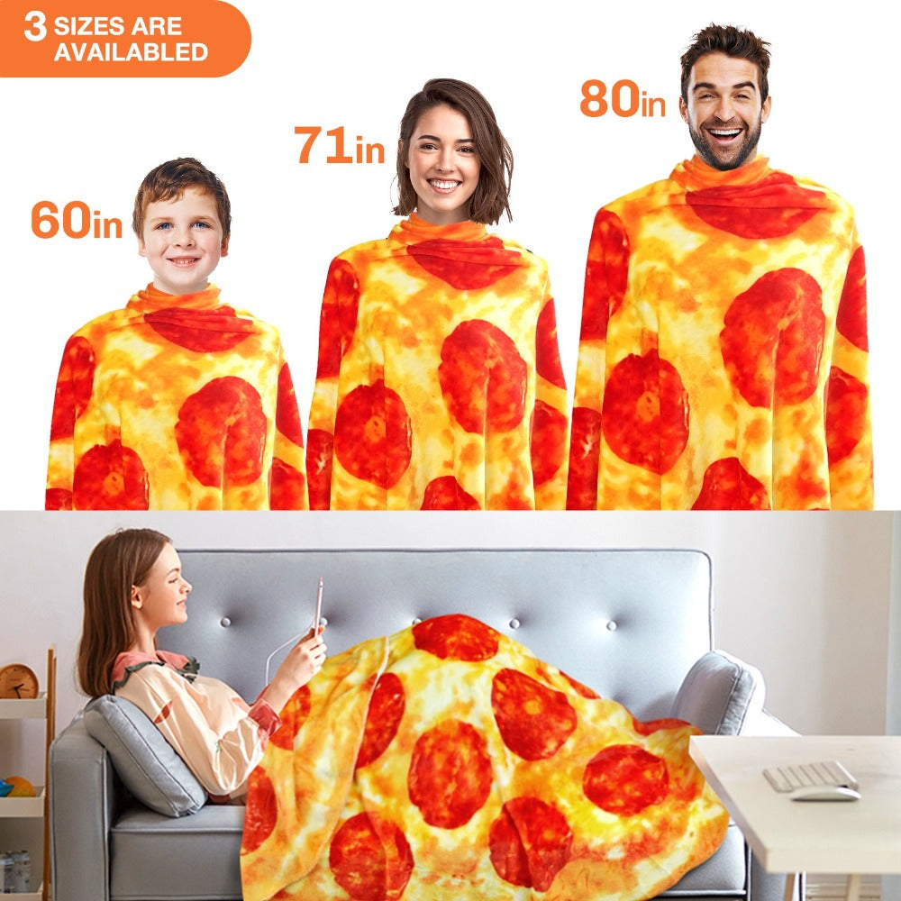 Food Print Flannel Throw Blanket - Funny Pizza Donut Pancakes Digital Print 250GSM Soft Cozy Lightweight All-Season Foodie Throw for Couch Sofa Bed Office Camping Travel