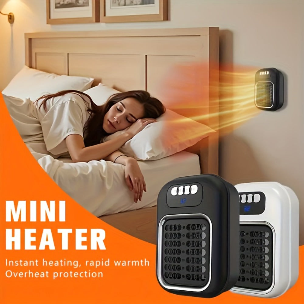 Wall Mounted Mini Electric Space Heater ¨C Fast Heating, 3 Modes, Adjustable Temperature, Overheat & Tilt Protection, Display Screen, Portable Plug-In Heater for Home, Office, Bathroom & Pet Area