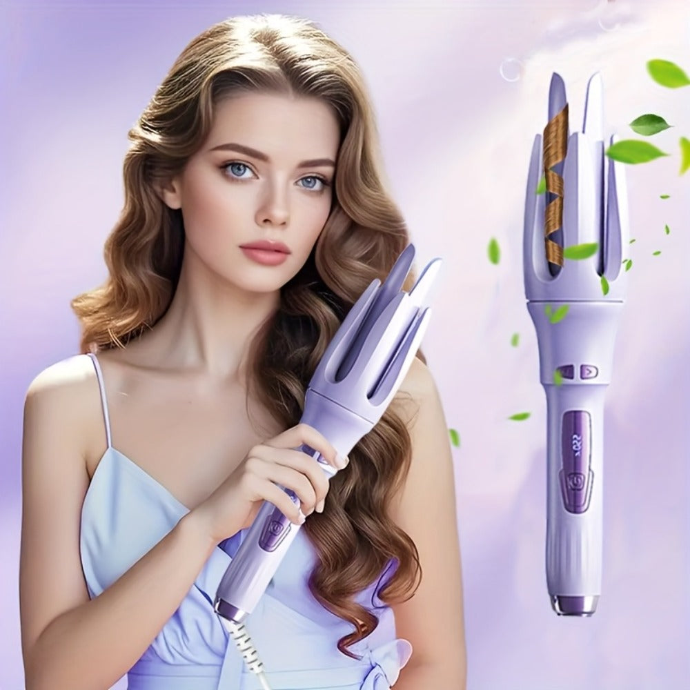 Automatic Hair Curler - One Button Electric Rotary Curling Iron with LED Display, 9-Speed Intelligent Temperature Control, Anti-Winding Anti-Scald Design, Portable for Travel & Home, Gift for Women