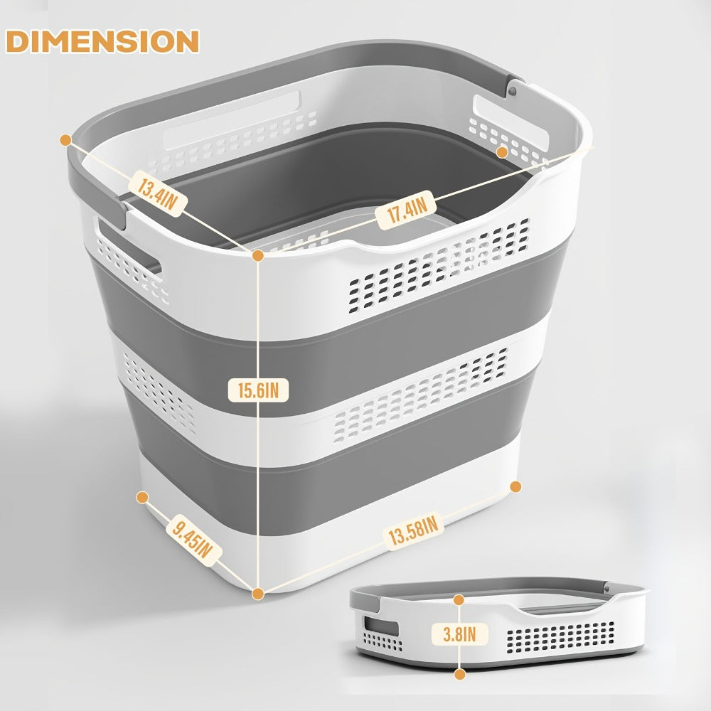 Collapsible Laundry Basket 43L Foldable Pop-Up Hamper with Handles ¨C 11.5 Gallon Plastic Laundry Basket Space-Saving Portable Storage Container Organizer for Bedroom, Bathroom & Dorm, 1pc or 2 Pack