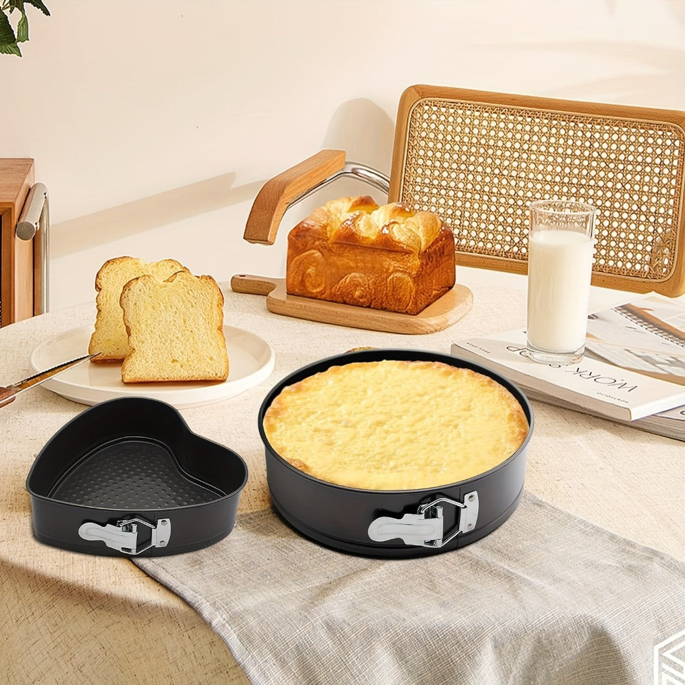 Springform Cake Pan Set 6pcs 7 8 9 10 11 Inch Heart Round Square Nonstick Leakproof Removable Bottom Carbon Steel Bakeware for Cheesecake Mousse Honeycomb Birthday Wedding Cake