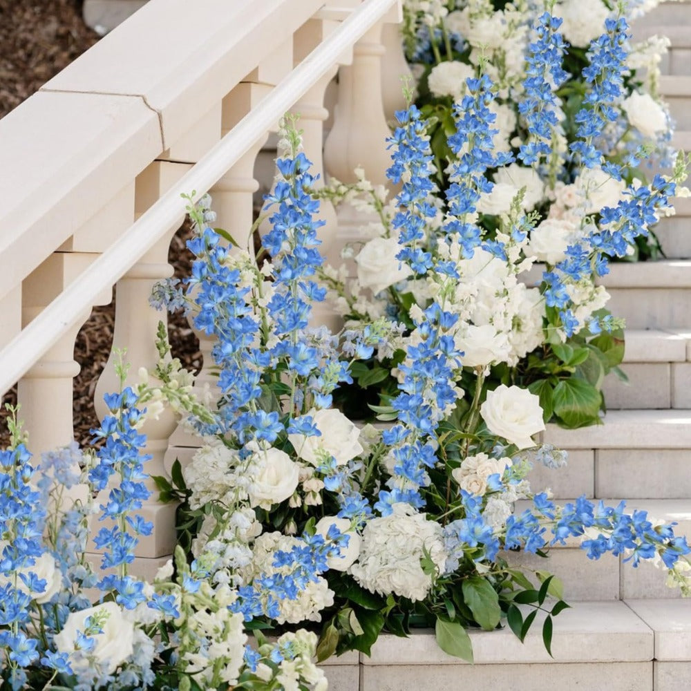 Artificial Delphinium Flowers 8pcs 33.5 Inch Faux Larkspur Stems for Wedding Centerpieces, Tall Silk Flower Bouquet for Home Vase Table Garden Decor