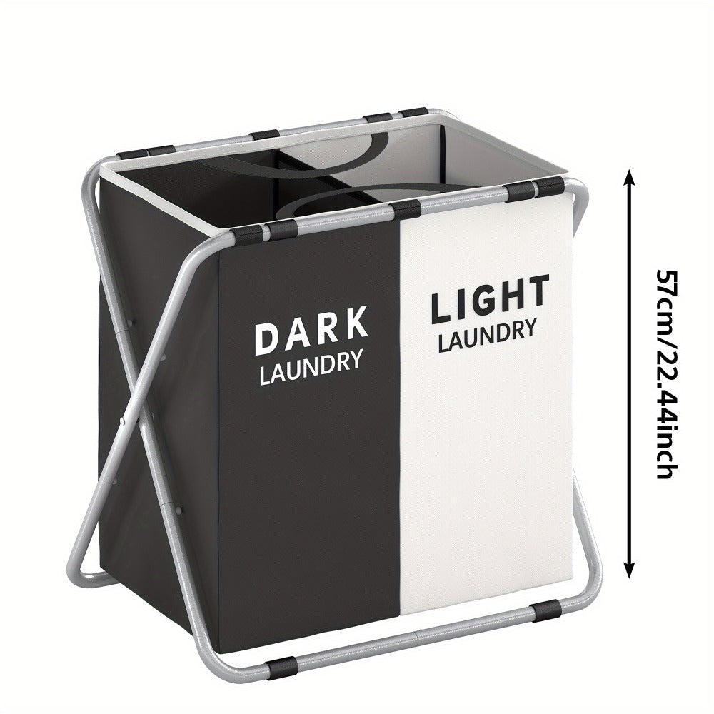 Large Laundry Hamper Basket with Handles - Collapsible Fabric Clothes Hamper, Water-Resistant Liner, Multi-Grid Design for Bedroom, Bathroom & College Dorm