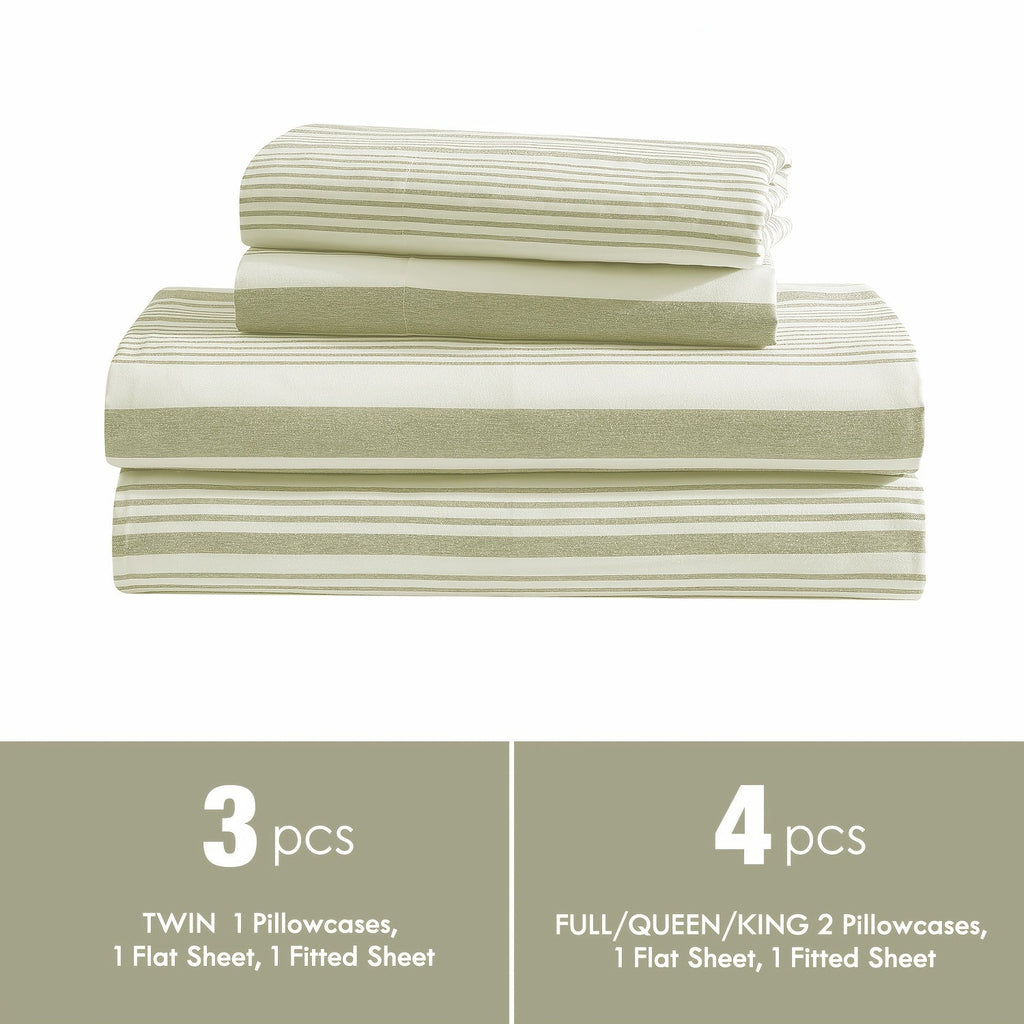 Bed Sheet Set Deep Pocket Soft Microfiber - Fitted Sheet Flat Sheet & Pillowcases Twin Full Queen King - Cooling Breathable Fade Resistant Sheets for Daily Use Dorms Guest Rooms