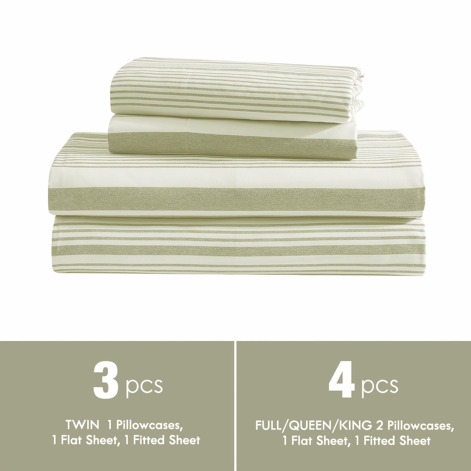 Bed Sheet Set Deep Pocket Soft Microfiber - Fitted Sheet Flat Sheet & Pillowcases Twin Full Queen King - Cooling Breathable Fade Resistant Sheets for Daily Use Dorms Guest Rooms