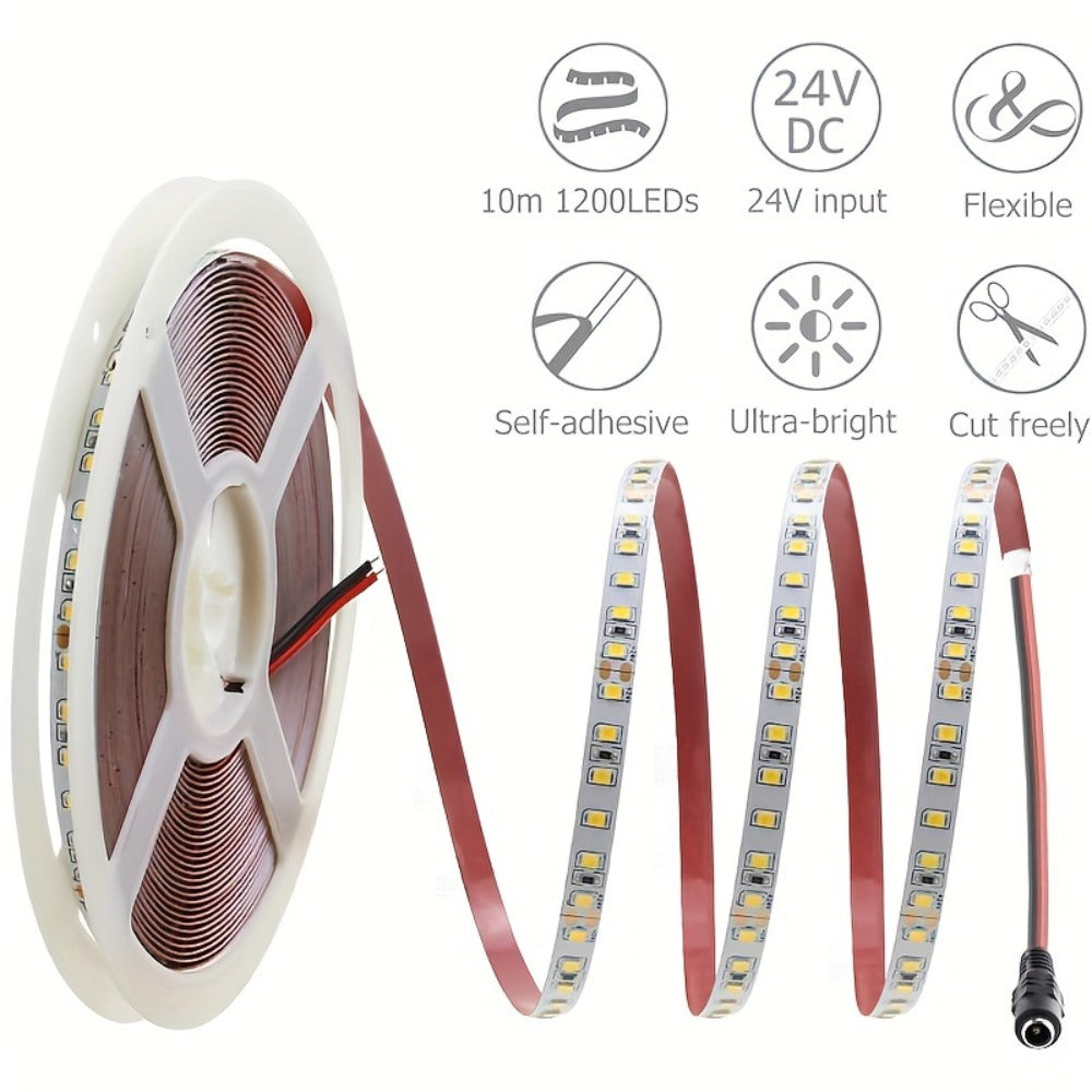 LED Strip Lights 32.8ft 1200 LEDs Dimmable, 2835SMD 24V Ultra Bright Flexible LED Rope Light for Bedroom Kitchen Cabinet Under Cabinet TV Backlight Home Decor