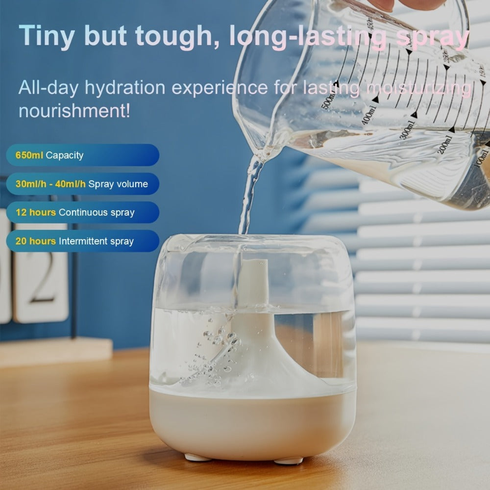 USB Humidifier with 7-Color Night Light ¨C Silent 26dB Double Mist Visible Water Tank 24-Hour Runtime for Bedroom Living Room Office Desktop Home Decor Gift