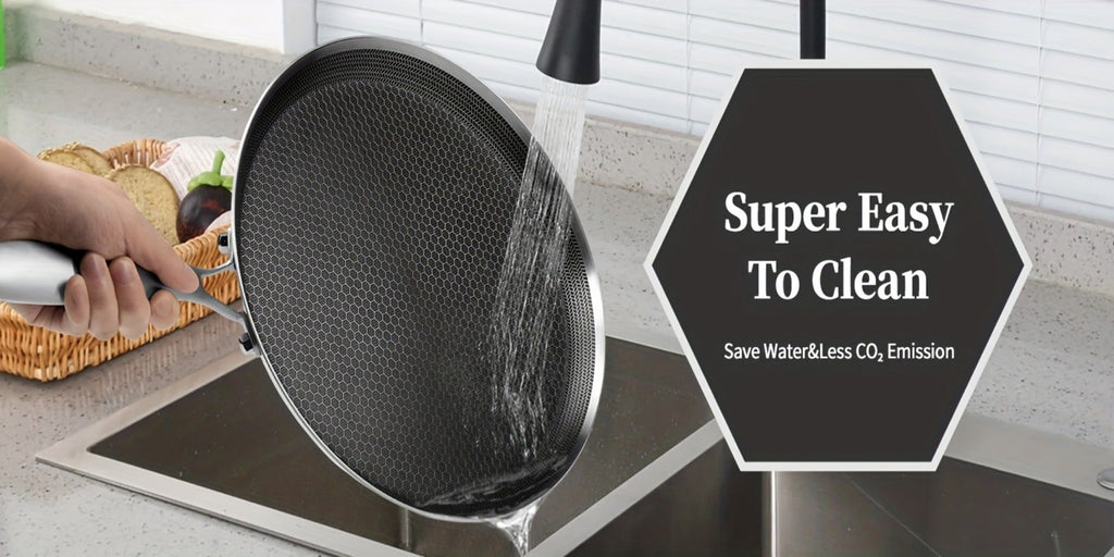Stainless Steel Crepe Pan 11 Inch Dual Honeycomb Non-Stick PFOA-Free with Lid ¨C Triply Steel Pancake Griddle for Tortillas | Induction Gas Electric Ceramic Compatible Home Camping BBQ Cookware