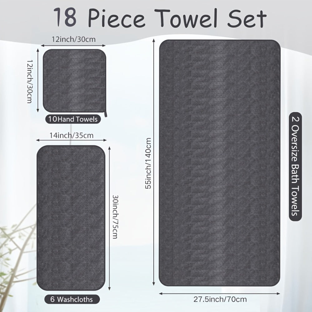 Microfiber Bath Towel Set 18/20pcs - Coral Fleece Absorbent Quick Dry Soft Large Bath Towels for Home Bathroom Spa Gift with Washcloths Bath Ball
