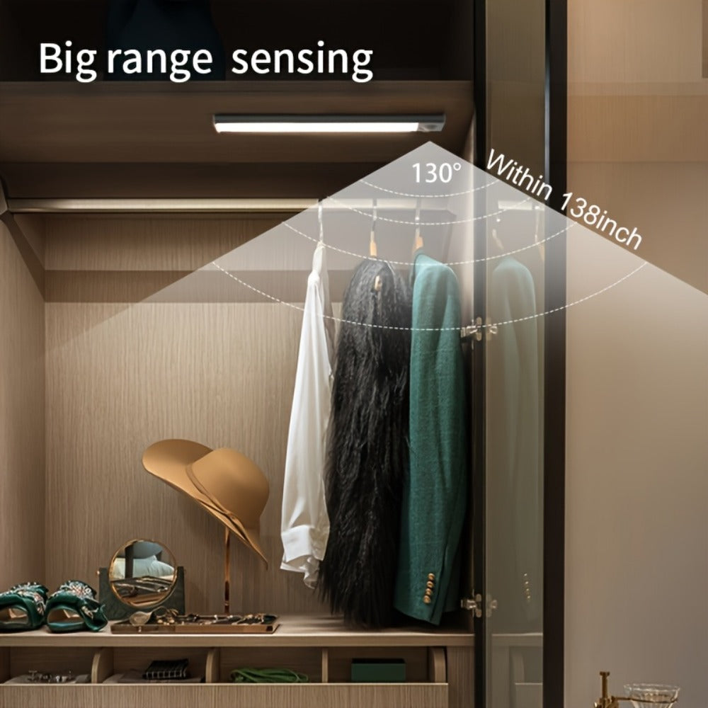 Motion Sensor Under Cabinet Lights 2 Pack | Wireless USB Rechargeable Dimmable 3 Color Temperatures Stick-On Magnetic LED Light for Kitchen Cabinet Wardrobe Stairs Cupboard