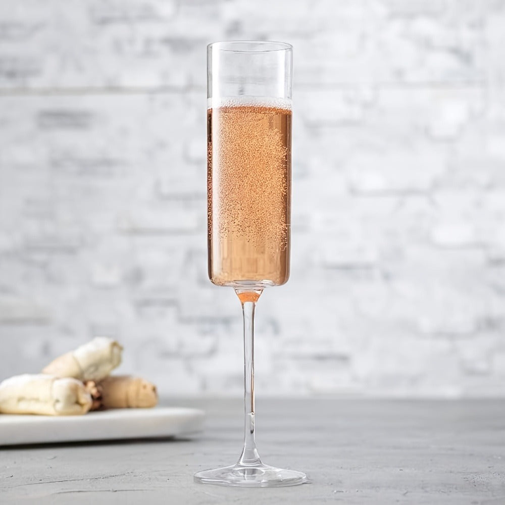 Champagne Flutes Set of 6 - Elegant 6.5oz Clear Glass Champagne Glasses, Reusable Stemmed Flutes for Birthday, Wedding, Christmas & Holiday Celebrations, Gift for Women & Men