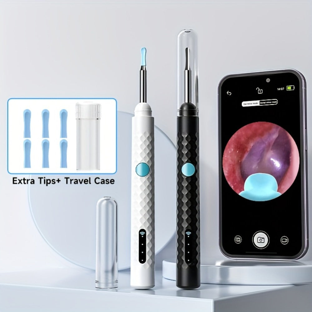 Ear Cleaning Camera Kit 1080P HD Rechargeable Lithium Battery ¨C 6 Ear Spoons, Ear Tweezers, Visual Ear Wax Removal Tool Compatible with All Smartphones for Adults Safe Home Ear Care