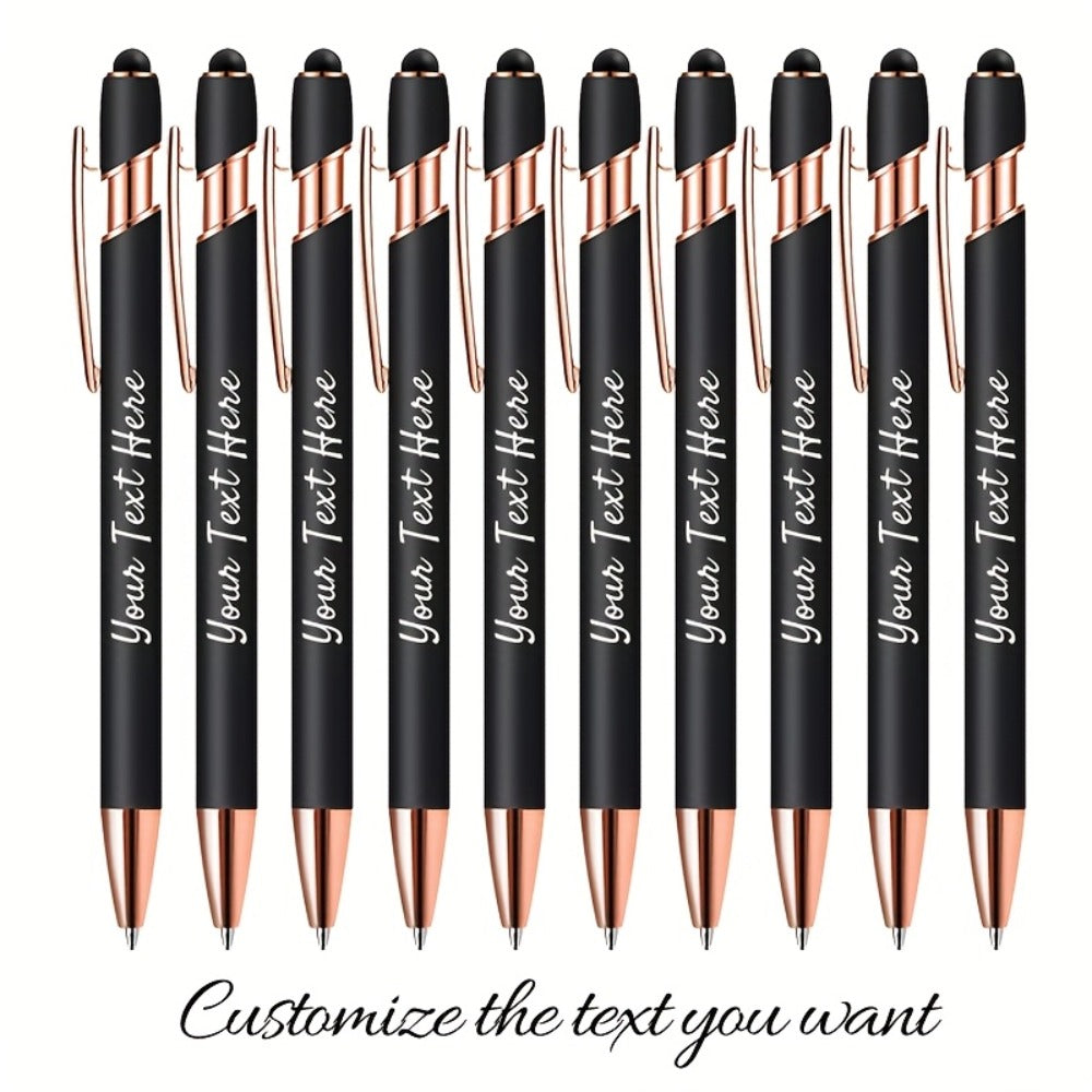 Personalized Metal Ballpoint Pens 10pcs Custom Engraved with Name or Logo - Smooth Black Ink, Elegant Business Gift Pens for Daily Office Use, Christmas, Thanksgiving, Halloween, Corporate Giveaways