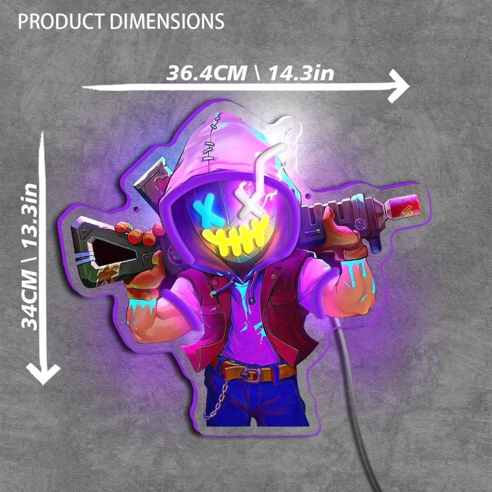 Neon Marksman LED Wall Art - UV Printed USB Powered Sniper Shooter Neon Sign for Game Room, Bar, Man Cave & Bedroom Wall Decor (Colorful / Yellow Sharpshooter)