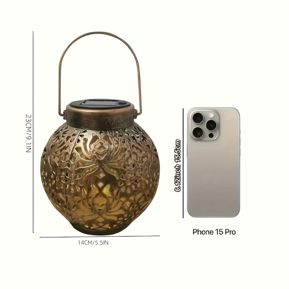 Solar Metal Peony Lantern Outdoor Hanging Light, IP65 Waterproof Floral Decorative Lantern for Garden Patio Tree, Halloween Christmas Party Festive Lighting ¨C Boho Vintage Garden Decor Gift