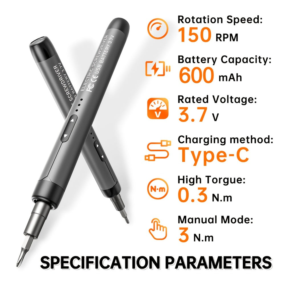 Electric Screwdriver Set 48-in-1, Cordless USB Rechargeable Precision Repair Kit with 38 Magnetic Bits for Phone, Laptop, Camera, Watch