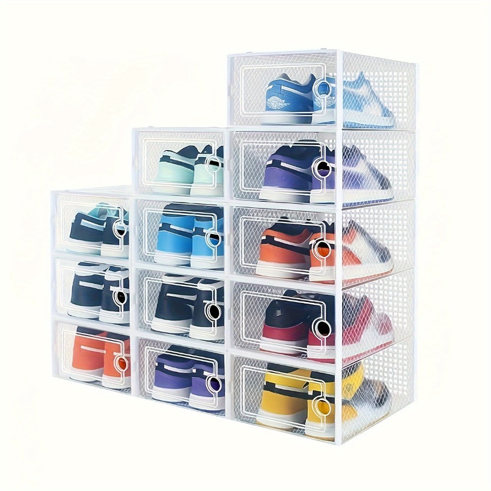 Clear Stackable Shoe Storage Organizer Boxes 12/15 Pack ¨C Space-Saving Shoe Boxes for Closet & Entryway