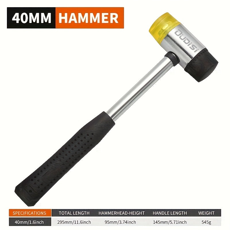 Double-Head Rubber Mallet ¨C Plastic Installation Hammer with Rubber Handle, Rebound-Proof Soft Mallet for Floor Installation, Tile, Jewelry, Leather Crafts & Woodworking (25/30/35/40mm)