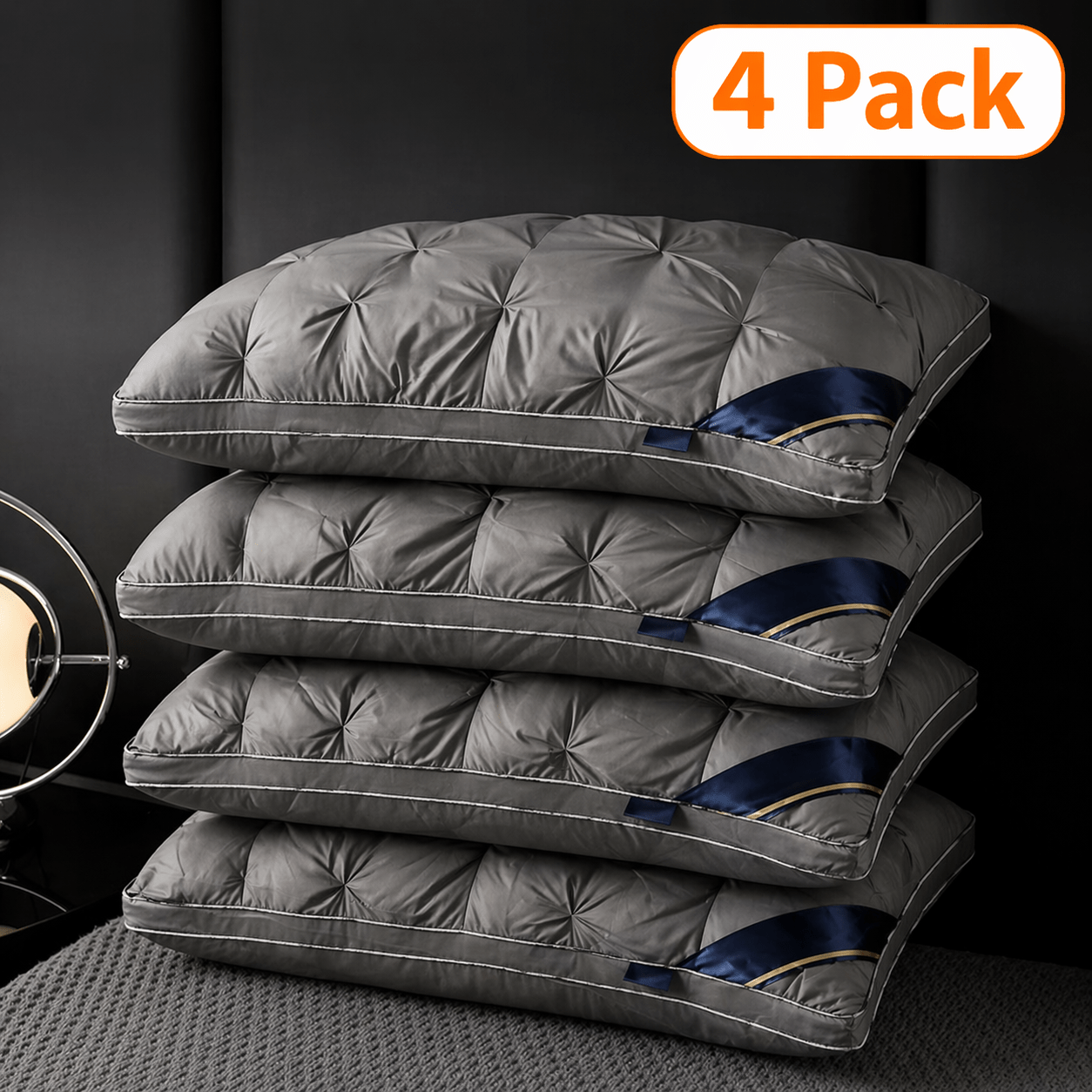 Hotel Quality Pillow Soft Polyester Fiber Deep Sleep Neck Support - No Collapse All Season Machine Washable Satin Cover Zipper Closure White Grey 1pk 4pk Bed Pillow for Home Hotel Bedroom