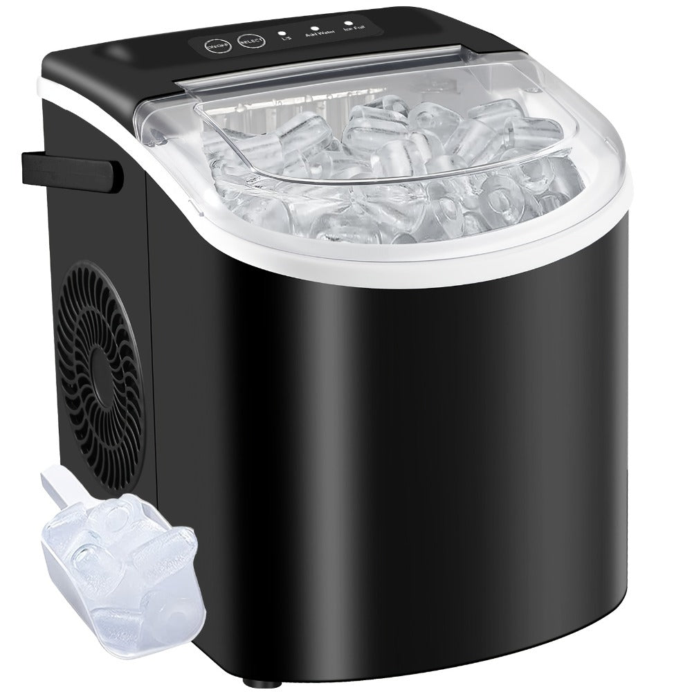 Ice Maker with Basket & Scoop ¨C 26 Lbs/Day Countertop Bullet Ice Machine, 9 Cubes in 6 Mins, Self-Cleaning, 5 Colors Pink White Green Silver Black, for Home, Kitchen, Office, Bar, RV & Camping