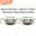 Stainless Steel Wok Set 2pcs 10in + 11in | Heavy Duty Non-Stick Frying Pan with Stainless Steel Handle ¨C Dishwasher Safe Cookware for Home Kitchen & Outdoor Cooking