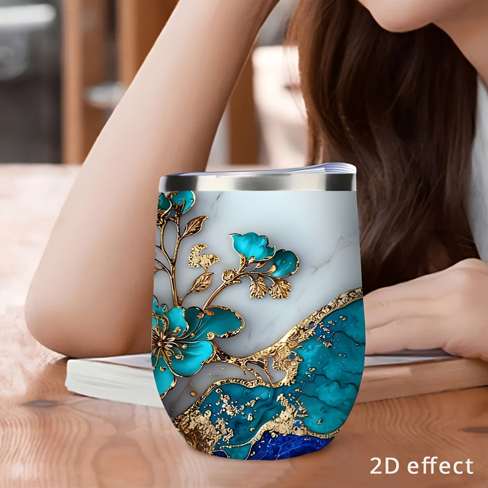 Insulated Stainless Steel Travel Mug with Leak-Proof Lid, Double-Walled Vacuum Tumbler Reusable Coffee Cup for Hot & Cold Drinks, Unique Design Travel Cup for Outdoor School Office Gift