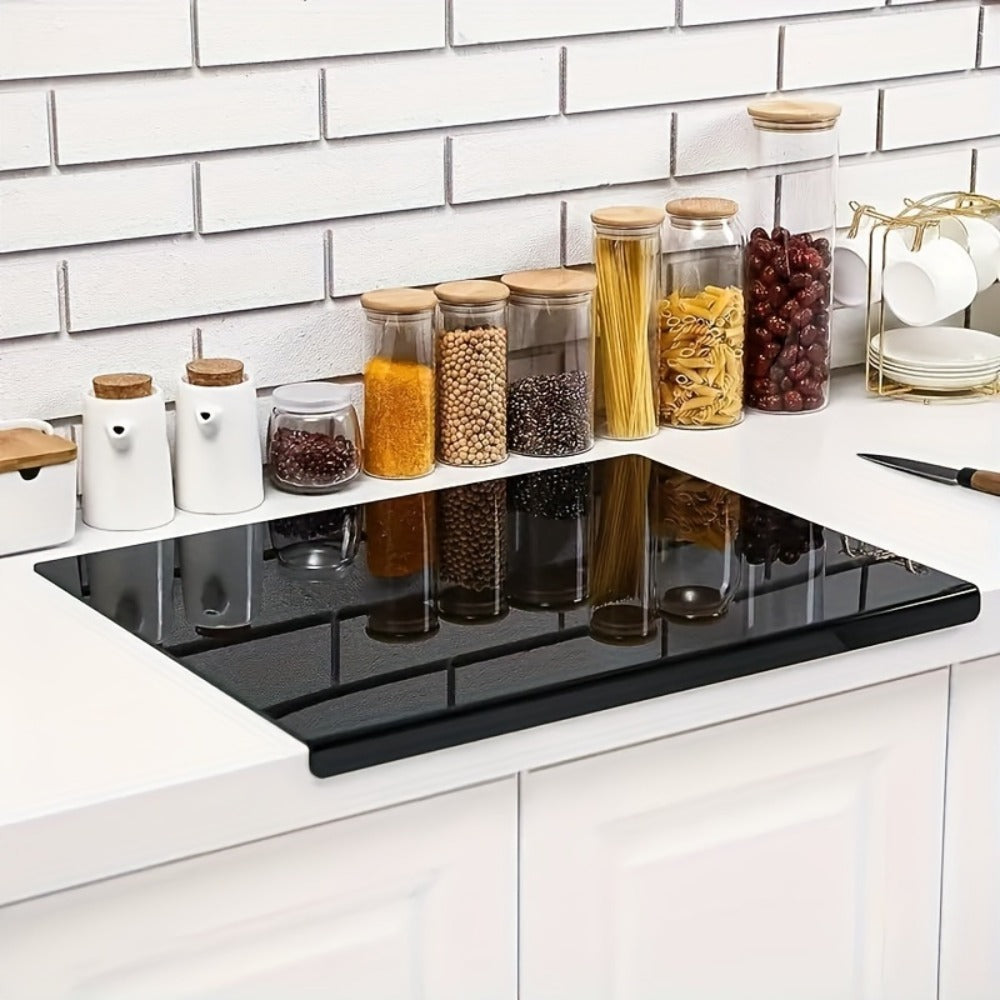 Acrylic Cutting Board Large Anti-Slip 17x23 Inch ¨C Clear & Black Countertop Protector for Kitchen & Restaurant ¨C Food Safe Non-Slip Chopping Board for Fruit, Meat & Meal Prep