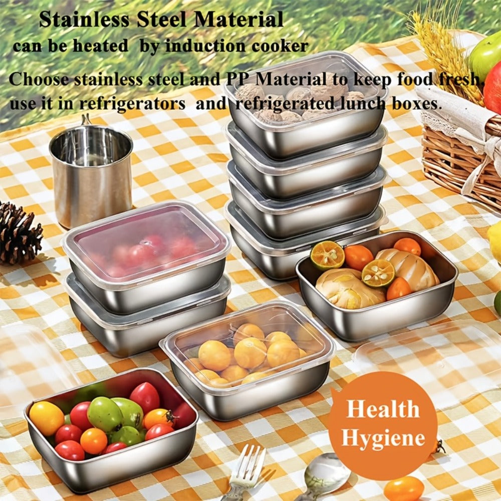 Stainless Steel Food Storage Containers with Lids Set - Meal Prep Lunch Box, Refrigerator & Kitchen Organizer, Outdoor Picnic Bento Box