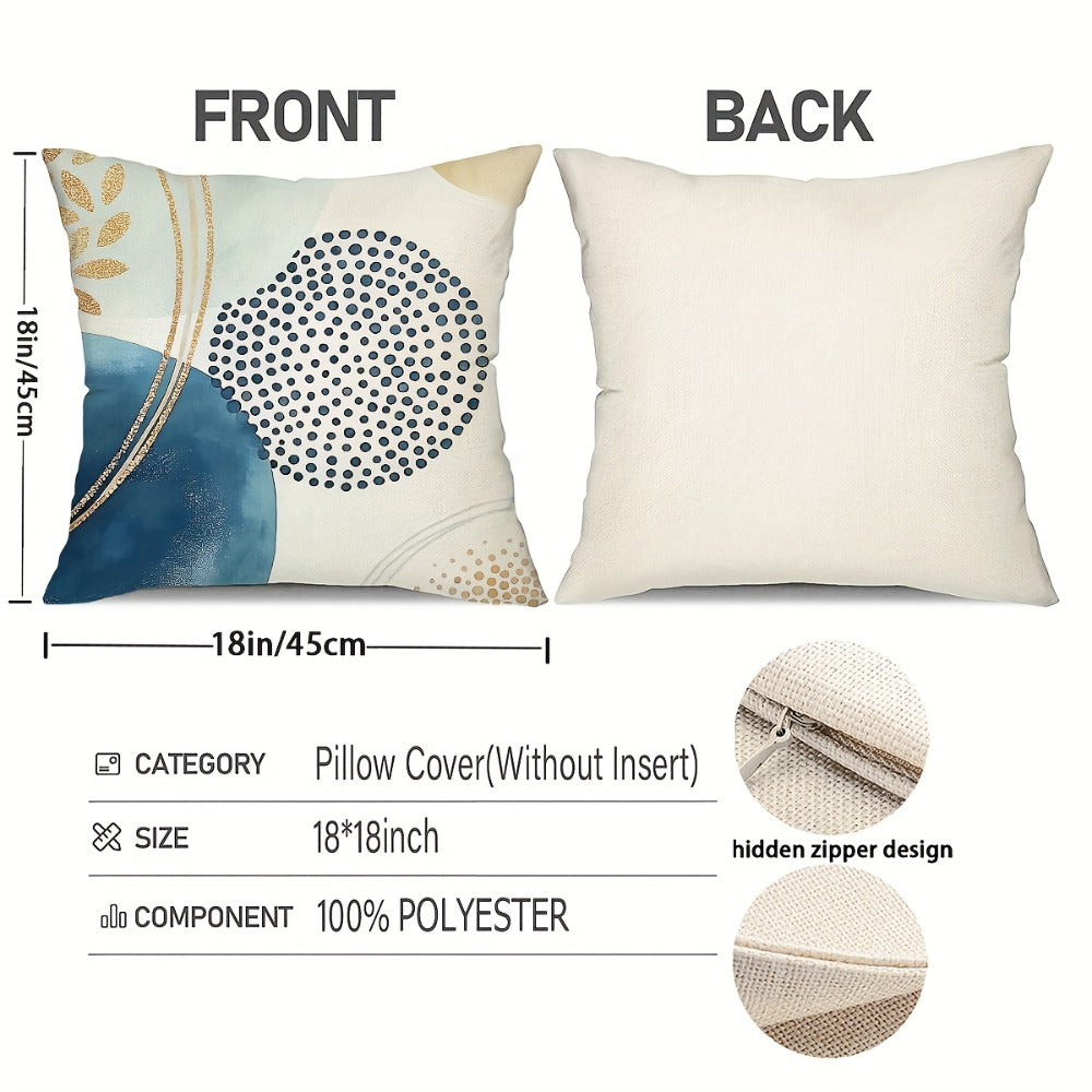 Boho Pillow Covers 4pcs Geometric Navy Blue Golden Accent Farmhouse Rustic Cushion Covers Modern Throw Pillow Cases for Sofa Couch Porch Patio Living Room Outdoor Home Decor 18x18 Inch No Insert