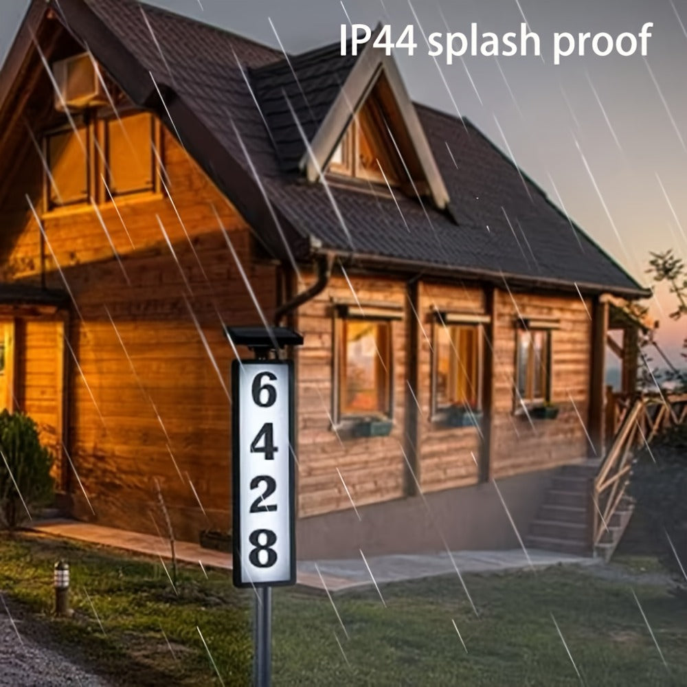 Solar Column Sign Light LED Address Sign Light Outdoor - Automatic Dusk to Dawn Solar Powered Post Light for Home Driveway Gate Lawn Floor Yard, No Wiring Waterproof Commercial Address Identification Light
