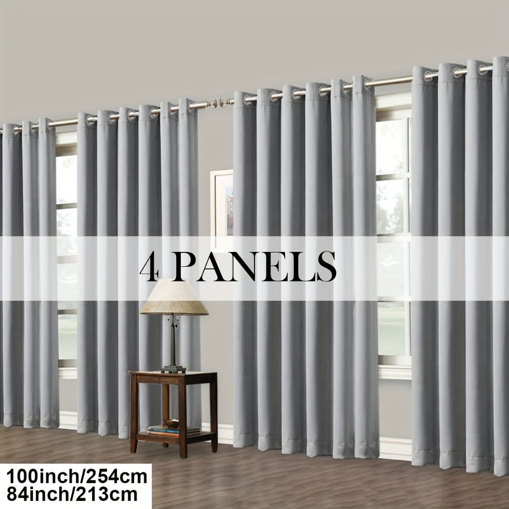 Blackout Curtains Grommet Top Room Darkening Window Drapes 4 Panels Set Living Room Bedroom