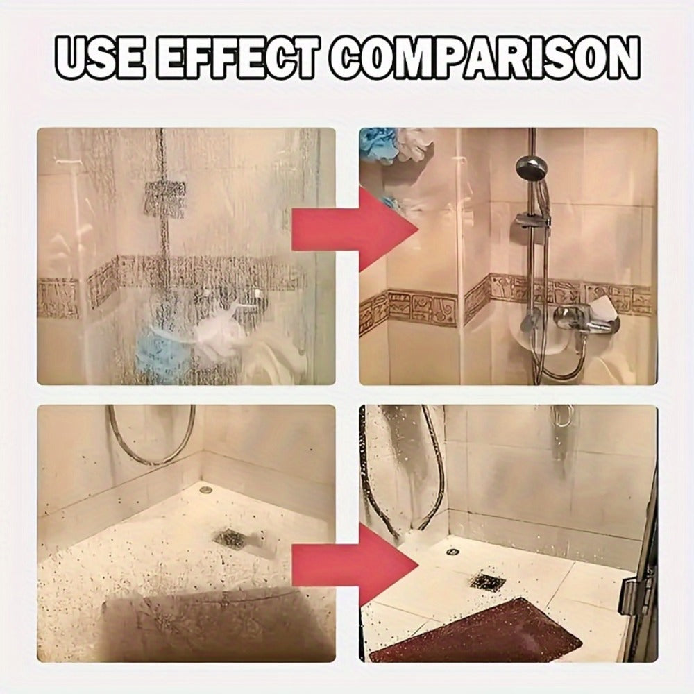 Bathroom Glass Restoration Paste 120g ¨C Removes Water Stains, Soap Scum & Hard Water Deposits from Shower Doors, Tiles & Metal Surfaces, Restores Clarity & Bright Finish, Includes Free Sponge