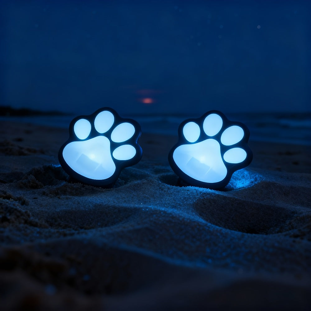 Solar Paw Print Garden Lights 2-Pack, LED Outdoor Path Lights IPX4 Waterproof, Lawn Terrace Yard Decor for Wedding Party Christmas Valentine