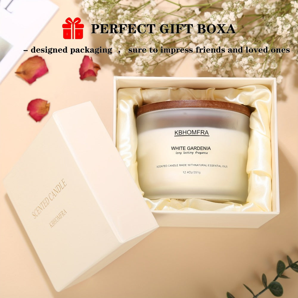 Scented Candles 3-Wick Large Soy Wax Candle 12.4oz - 70 Hour Burn Time, Natural Soy Blend & Beeswax, Luxury Gift Box, 6 Scents: Vanilla Coconut, Lemon Lavender, Jasmine, Citrus Sage, Pink Sands, Gardenia
