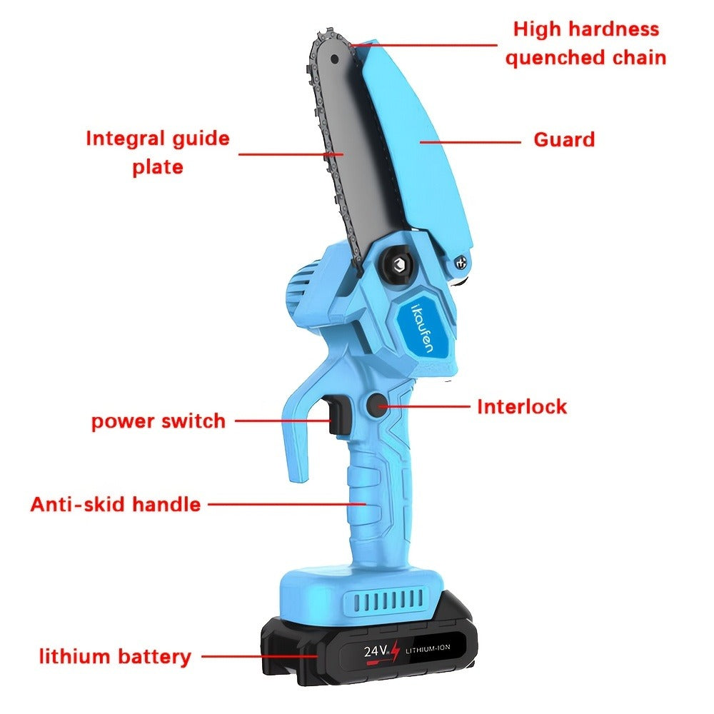 Electric Chainsaw 4 Inch Portable for Makita 21V Battery | 19.2FT/S High Speed Auto Oiler Handheld Saw with 2 Batteries | Lightweight Tree Branch Trimming Tool