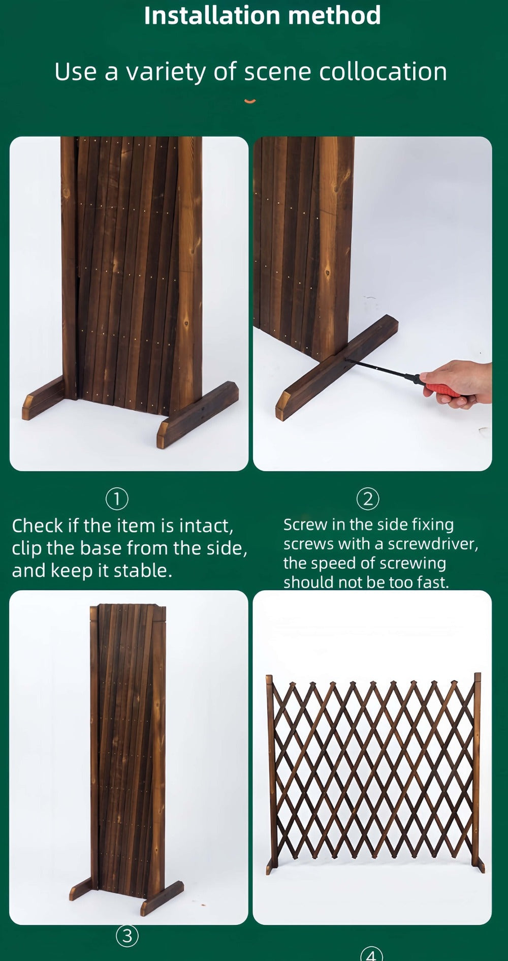 Expandable Wooden Pet Gate Fence Freestanding Retractable Indoor Outdoor Safety Barrier for Dogs Cats - Dark Style Thickened Wood Yard Garden Play Area Divider 27.56 Inch and 35.43 Inch Height Options