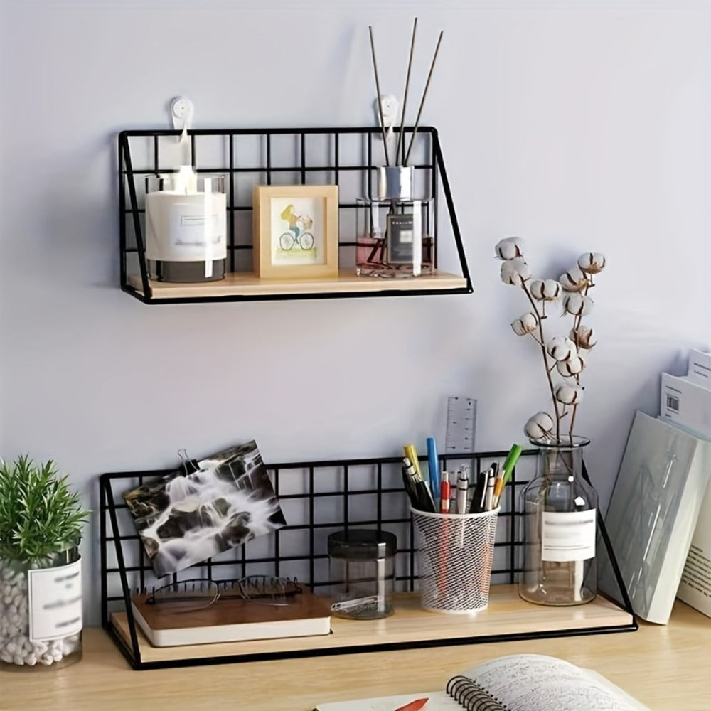 Metal Floating Wall Shelf ¨C No Drill Wall Mounted Storage Rack for Bathroom, Living Room & Bedroom, Minimalist Iron Wall Organizer Shelf Decor
