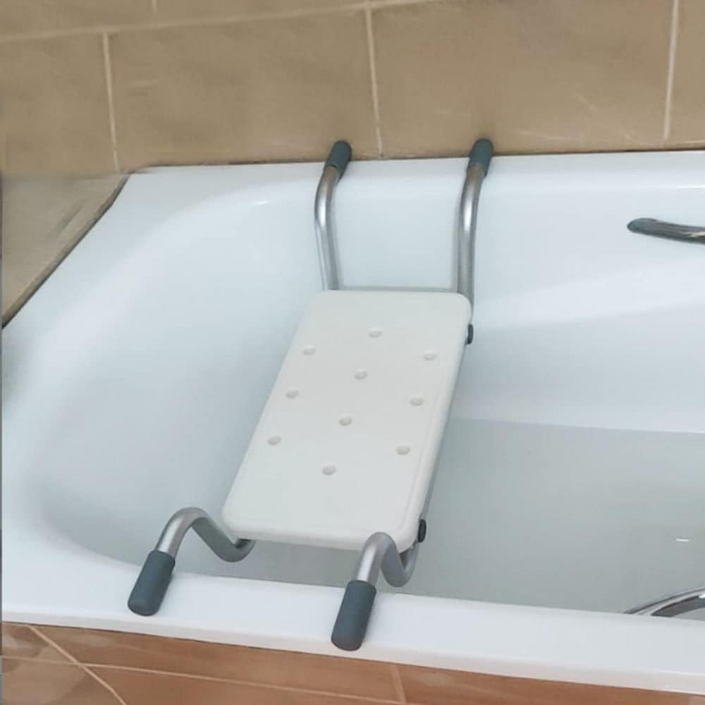 Bath Seat Adjustable Aluminum Shower Chair ¨C Suspended Bathtub Stool with Anti-Slip Handles, 300 lbs Capacity | Lightweight Retractable Bath Board for Elderly, Disabled & Injured, 3 Length Settings