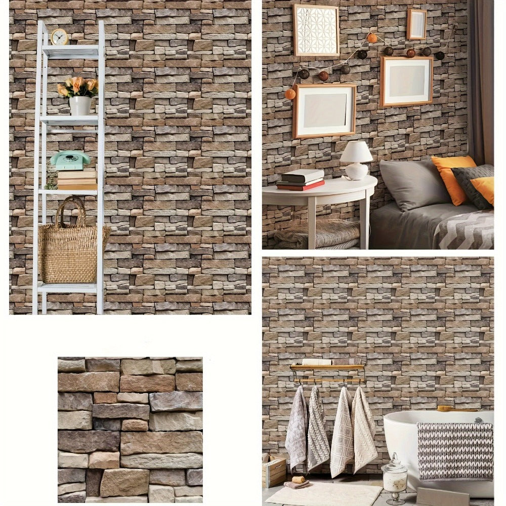 Peel and Stick Tile Stickers 20pcs Vintage Brick Pattern Self-Adhesive Waterproof Wall Tiles for Kitchen Bathroom Toilet ¨C Removable Oil-Proof Backsplash Wall Art Decor