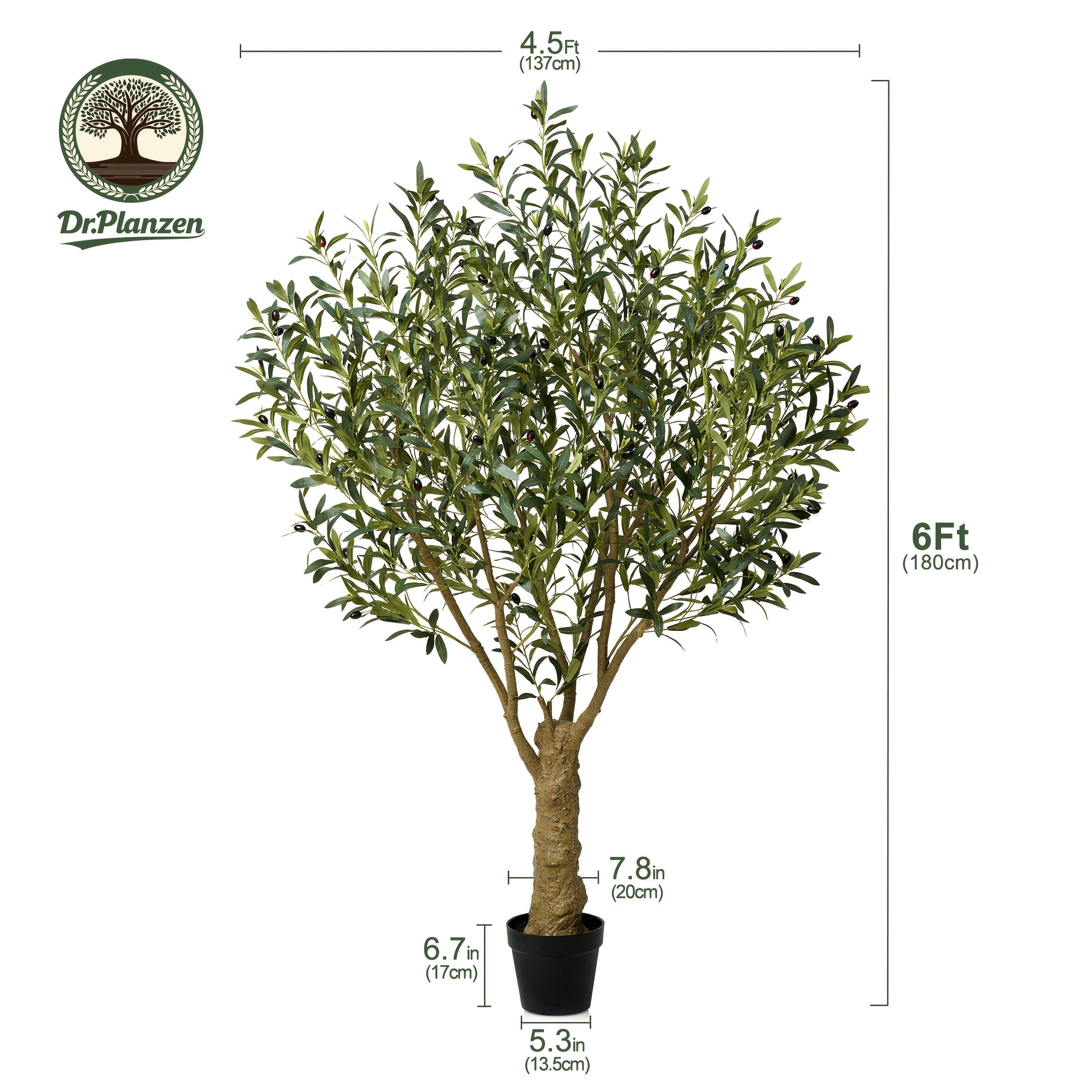 Artificial Olive Tree 5/6/7/8FT UV-Resistant Faux Olive Plant with Black Planter, Lifelike Silk Leaves, Mediterranean Indoor Outdoor Decor for Living Room Office Bedroom Patio