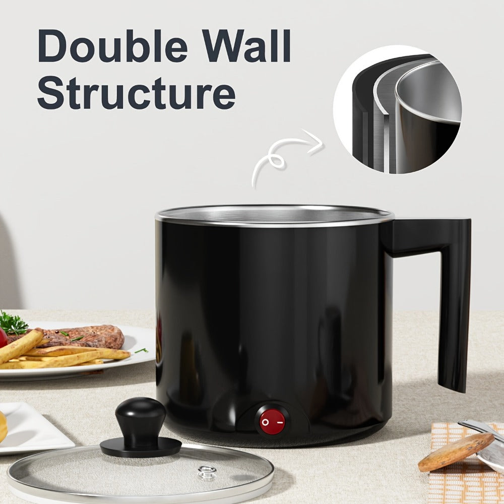 Electric Hot Pot 1.5L Non-Stick Saucepan ¨C Portable Mini Electric Cooker for Noodles, Pasta, Eggs, Steak & Ramen | Fast Heating, Dorm & Travel Friendly