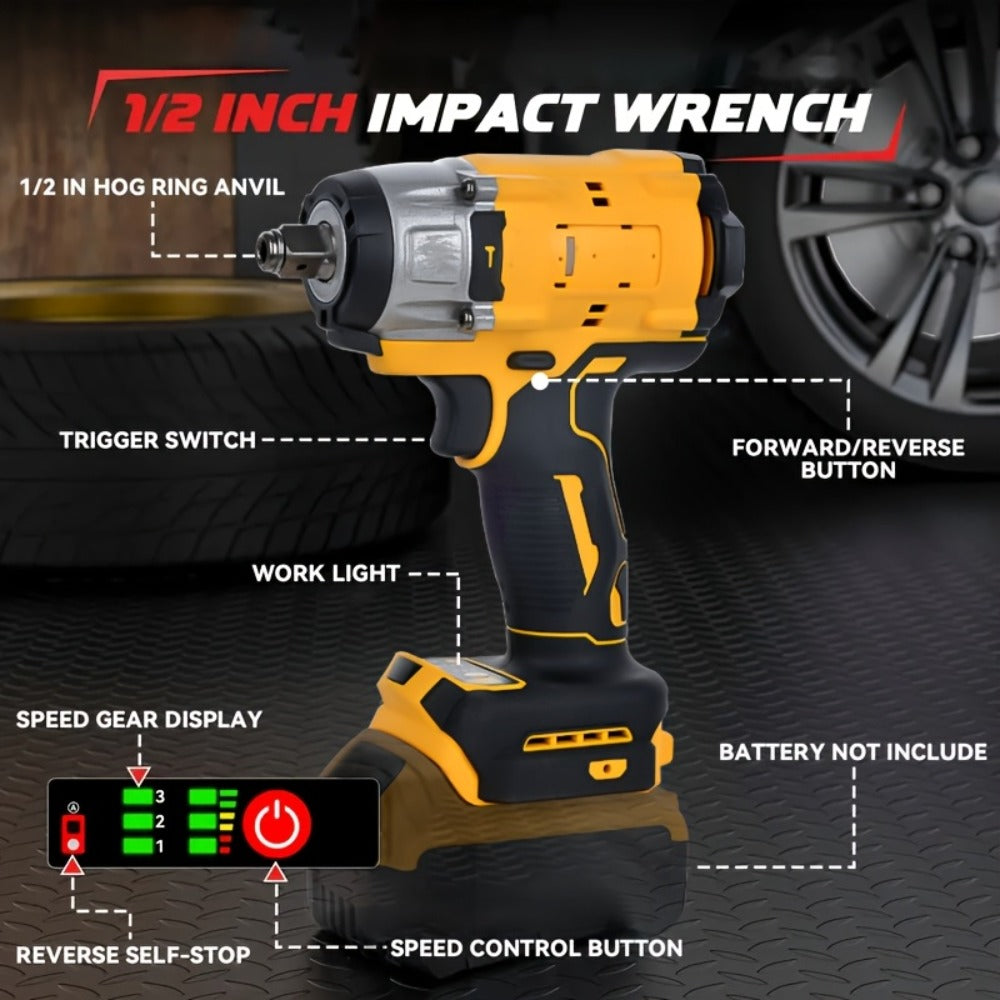Cordless Power Tool Combo Kit for Dewalt 20V Battery - Impact Wrench 1500Nm, Brushless Drill & Screwdriver Set for Home Repair & Construction