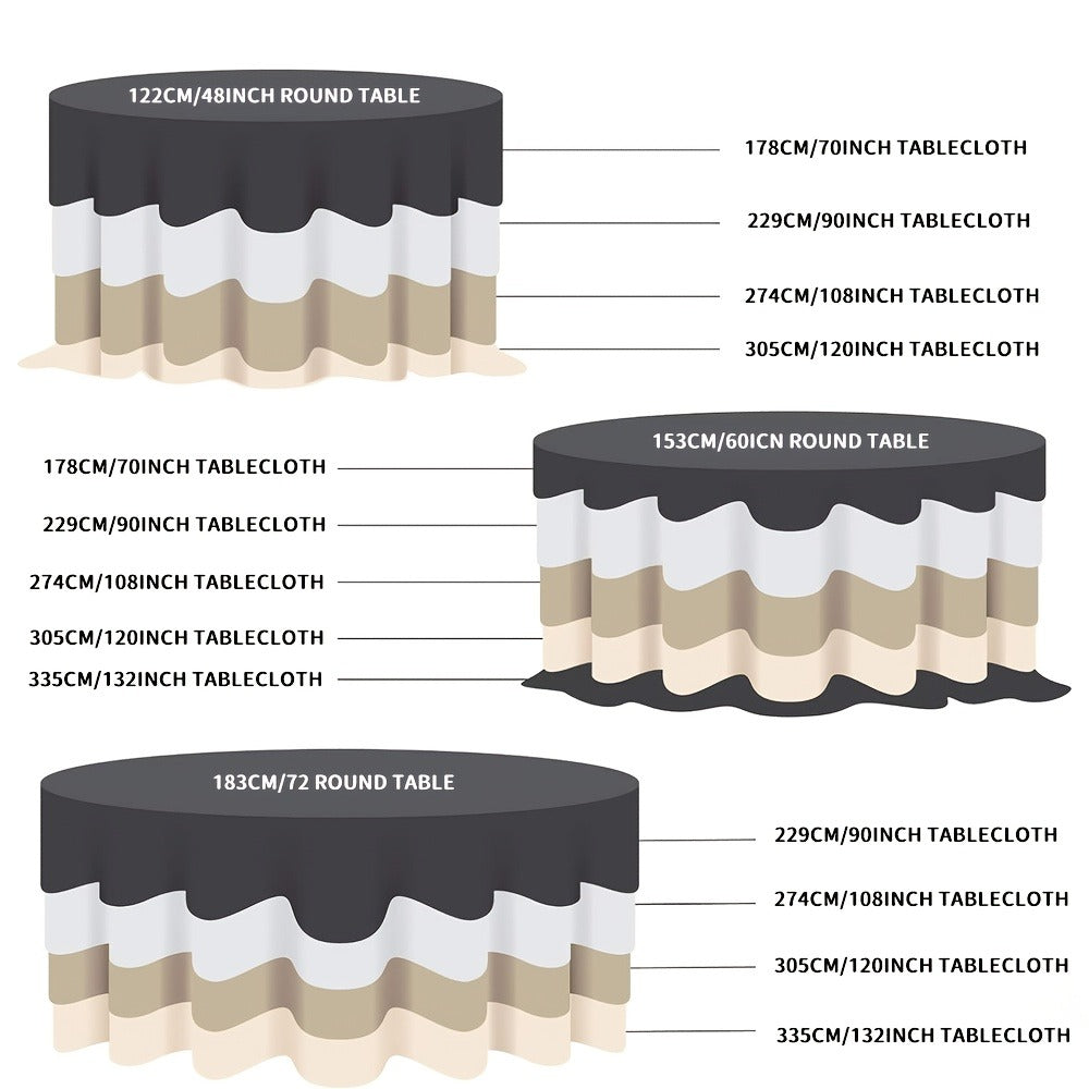 120 Inch Round Tablecloth Bulk Pack ¨C Wrinkle-Free Table Cover for Wedding, Party, Christmas & Halloween, Black or White (6/12/18 Pack)