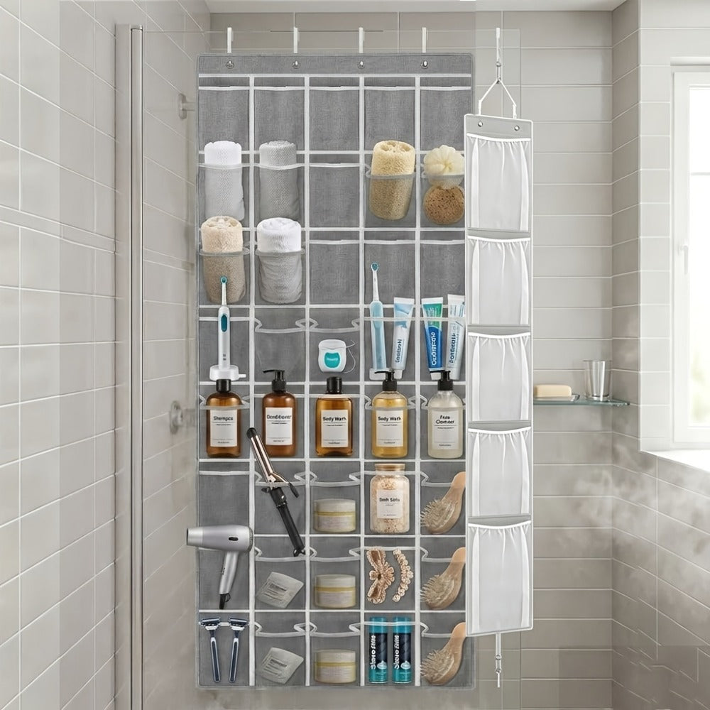 Over the Door Shoe Organizer 40 Pockets with 4 Hooks ¨C Durable Fabric Hanging Shoe Storage for Closet, Entryway & Bedroom ¨C Space-Saving Door Shoe Rack in Gray, White & Black