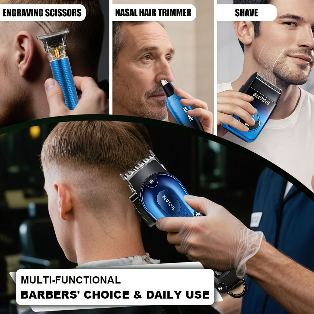 Electric Hair Trimmer & Beard Shaver Set for Men - Professional Rechargeable Hair Clipper with LED Display, All-in-One Grooming Kit for Daily Use, Home Barber & Gift for Men - Multiple Colors