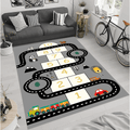 Kids Play Rug 4x6ft Race Track & Hopscotch Game | Washable Children Carpet | Colorful Train Design | Playroom Classroom Bedroom Rug | Digital Print Kids Area Rug 120x180cm