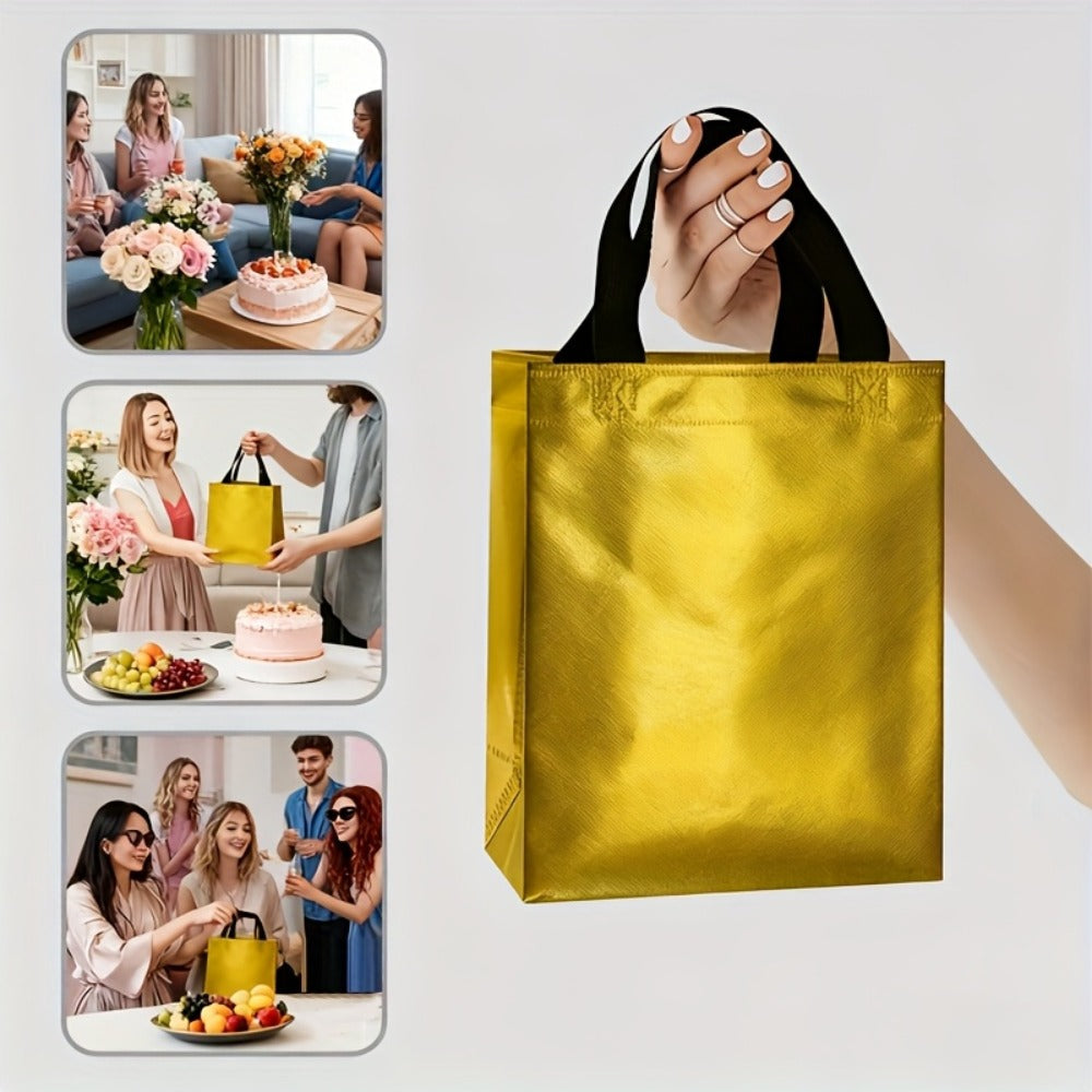 Gift Bags Bulk 100pcs Medium 10.2x12.6x3.9 Inch with Handles - 10 Colors Reusable Paper Gift Bags for Party Favors, Shopping, Birthday, Wedding, Holiday, Baby Shower & Retail Packaging